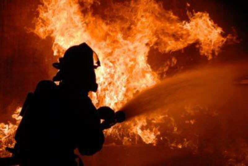 Fireman battling big fire